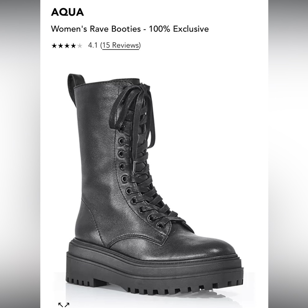 Black Combat Boots Size 7.5 Bloomingdale’s Aqua